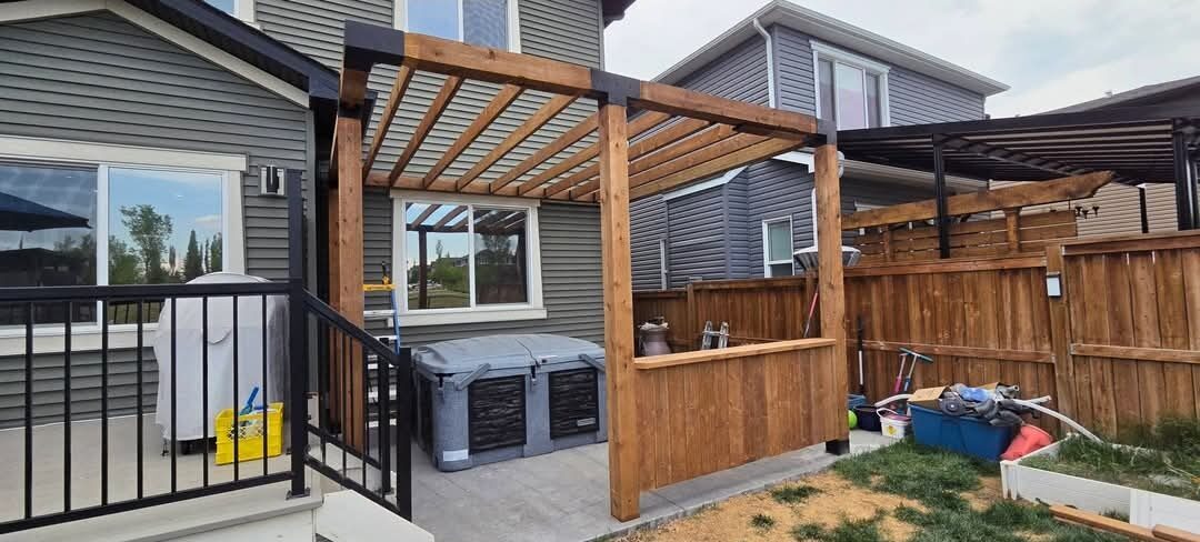 Crawfords Construction — Backyard pergola over hot tub
