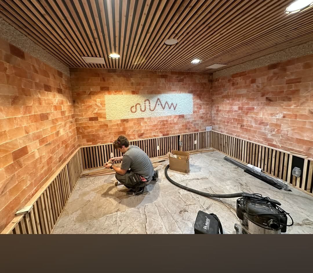Gosur Development Inc. — Himalayan salt-brick sauna room under construction