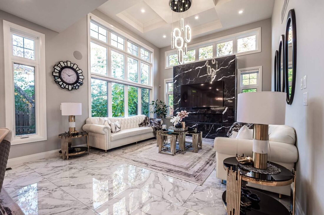 Stallion Homes — Living room with marble