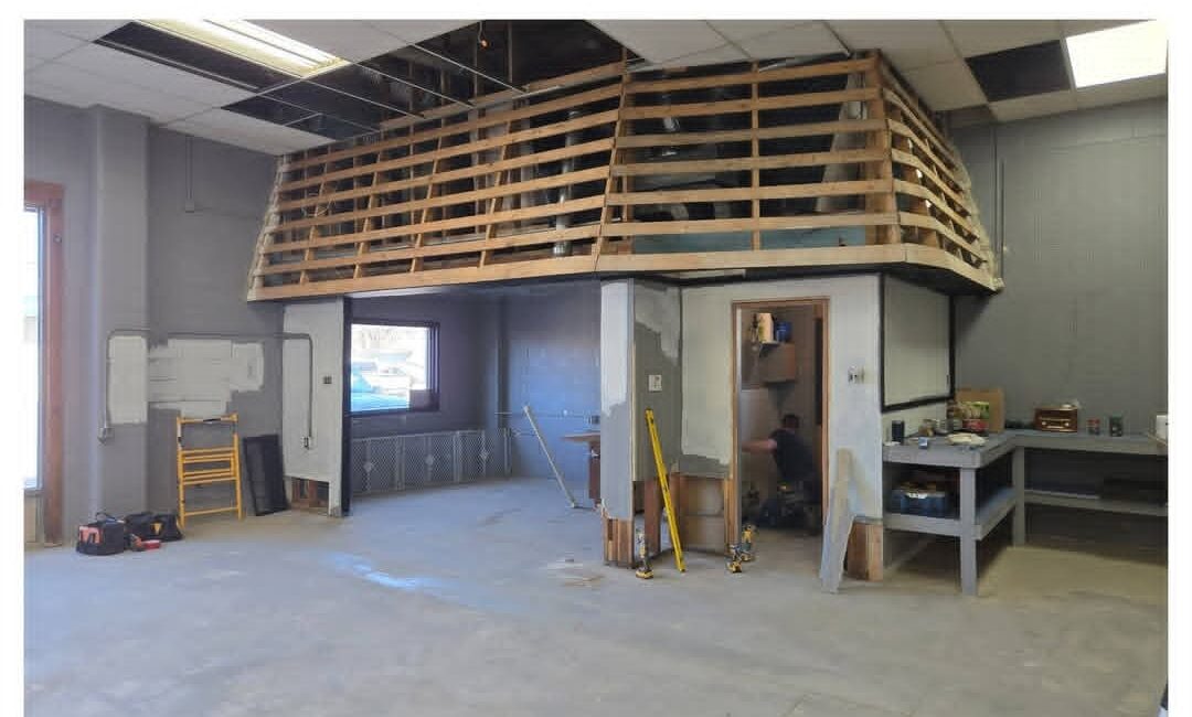 Form & Finish Drywall Ltd — Mezzanine framing in a commercial build