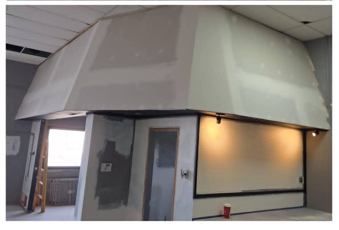 Form & Finish Drywall Ltd — Curved bulkhead drywalled and finished