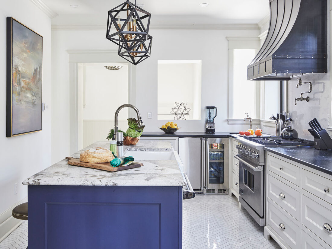 Duo Building Ltd — Kitchen with navy island