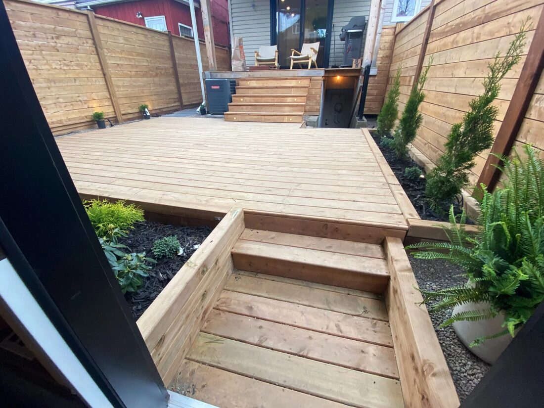 West Toronto Home Renovations — Backyard cedar deck