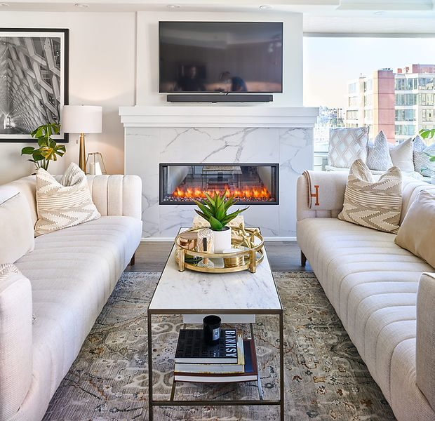 GeoLiving Construction — Living room with fireplace