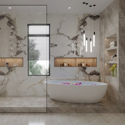 Nyce Renos — Ensuite with freestanding tub