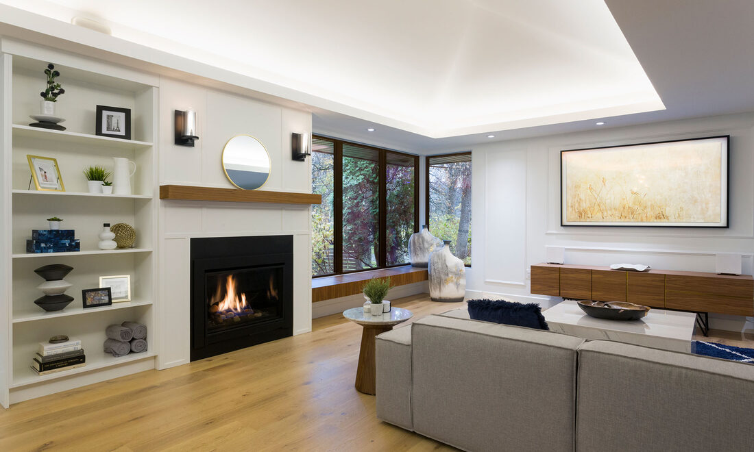 Harwood Design Builders — Living room with fireplace